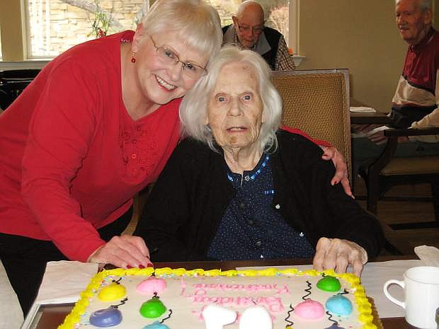 Katherine Rendleman celebrated her 97th birthday Monday with her daughter, Patricia Thomas, and son-in-law, Robert Thomas, along with her friends at Skyline Estates Senior Living in Carson City.