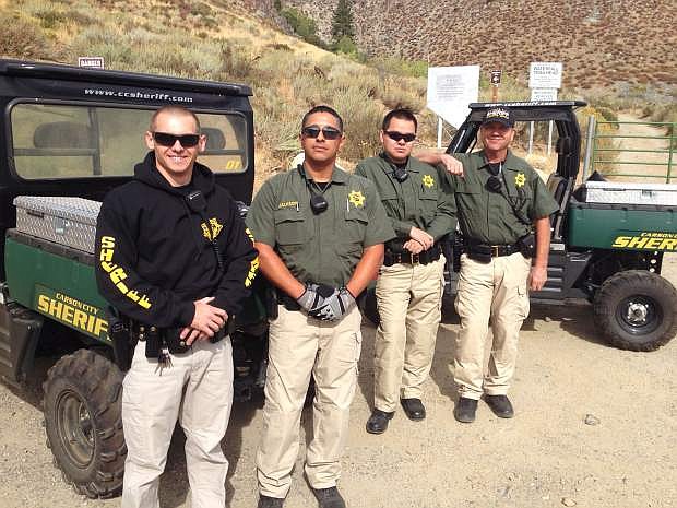 Former Carson City Reserves, now all full-time deputies with Carson City   participate in a joint training exercise with several other agencies several years ago.