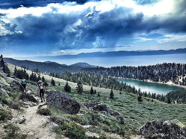 Runners hope to avoid stormy weather on Marlette Peak during the Tahoe Rim Trail Endurance Runs this past weekend.