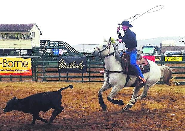 Fallon cowboy Jes Tews competes at the Elko High School rodeo earlier this month.