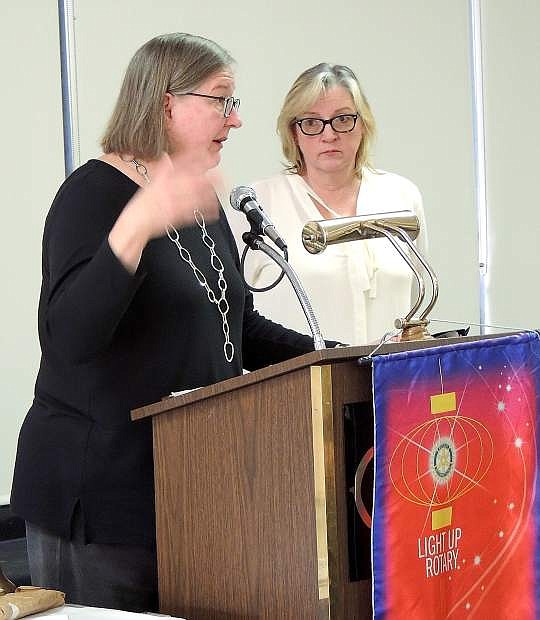 Members of Western Nevada affiliate of the National Alliance on Mental Illness, Linda Porzig, chief educator, and  Robin Reedy, president, spoke at Rotary Tuesday.