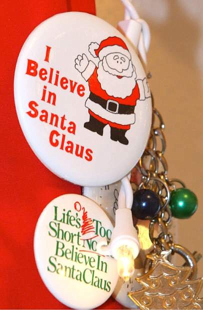 Donna Andersen&#039;s Santa collection includes a wide variety of buttons and pins.