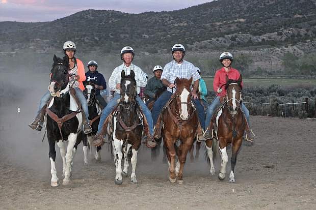 Sheriff&#039;s Mounted Unit members practice Friday evening at the Silver Saddle Ranch in Eagle Valley. Members from Elko, Carson and Sparks took part.