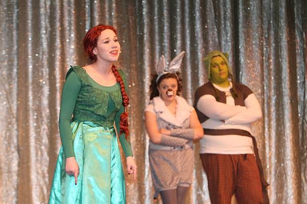 Rehearsing for &quot;Shrek: The Musical&quot; are Youth Theatre Carson City members, from left, Darby Beckwith, Summer Barth and Taylor Barth. The musical will be presented Jan. 10-12 at the Carson City Community Center.