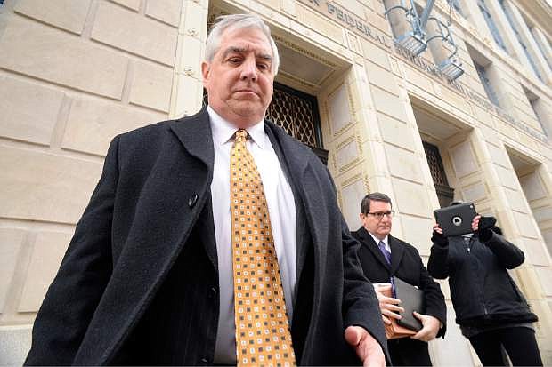FILE - Robert Mericle leaves the William J Nealon Federal Building and United States Courthouse, in this Feb. 26, 2014 file photo taken in Scranton, Pa. The developer at the center of one of the biggest judicial scandals in U.S. history is scheduled to be sentenced Friday April 25, 2014 in northeastern Pennsylvania. (AP Photo/The Citizens&#039; Voice, Mark Moran, File)