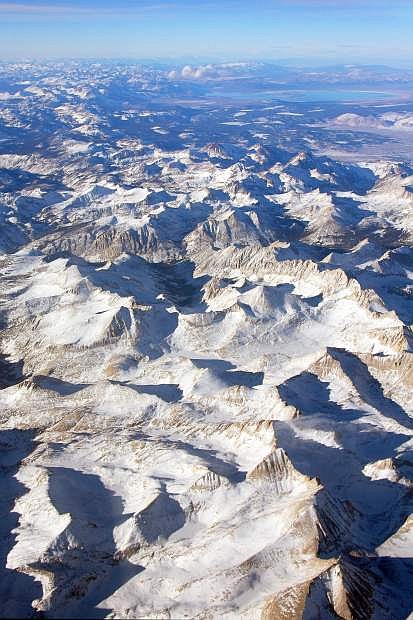 Provided to the Tribune by Jeff Pang. A 2008 aerial photo shows the Sierra Nevada snowpack near Mono Lake.