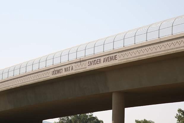 The recently completed Snyder Avenue bridge also displays the Washoe name for the area as shown here Thursday.