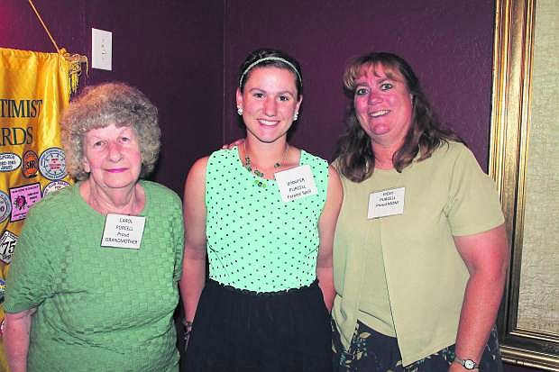 Soroptimist International of Carson City awarded its Faralee Spell Memorial Scholarship to Jennifer Purcell, who is shown with her grandmother, Carol Purcell, left, and her mother, Vicky Purcell, right.