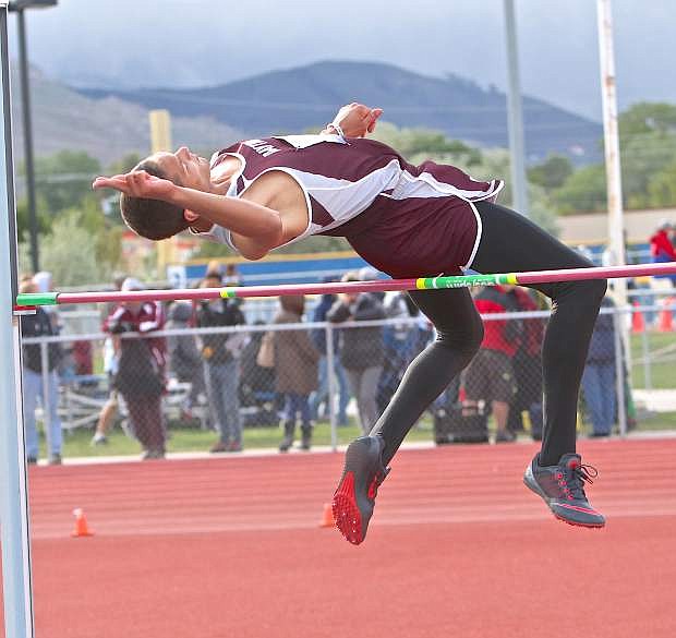 Dayton&#039;s JJ Ply competes in the boy&#039;s Div. I-A high jump event at the NIAA State Championships Friday at Carson High.