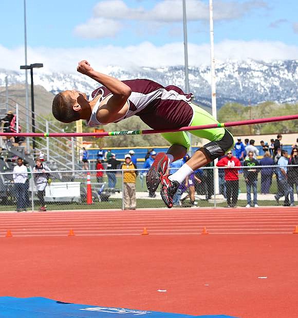 Dayton&#039;s JJ Ply competes in the boy&#039;s high jump event at the Carson Invitational in April.