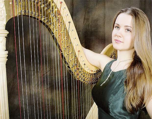 Harpist Marina Roznitovsky Oster will perform a variety of solo works for harp with the Carson City Symphony on Saturday.