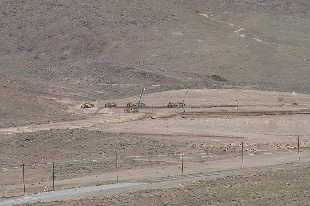A large swath of land is shown being prepared for construction off of USA Parkway east of Reno for what could be the new Tesla &#039;gigafactory&#039; battery complex.