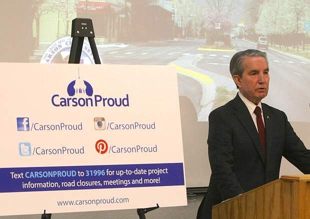 Mayor Bob Crowell announces the Carson Proud campaign on Monday.