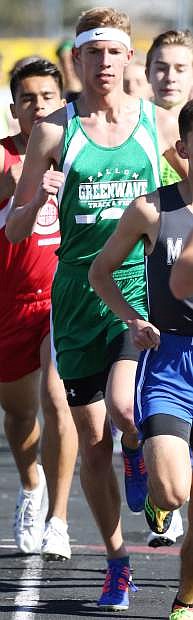 Fallon&#039;s Tristen Thomson competes at the Reed Invitational in the 3200.
