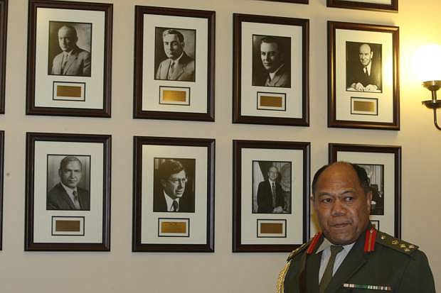 Brig. Gen. Tau&#039; aika&#039; Uta&#039; atu, commander of Tonga&#039;s armed forces visits the governor&#039;s office on Monday.