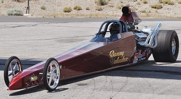 Danny Valadez inches up to the starting line in the dragster competiton on Sunday Funday at Top Gun raceway.