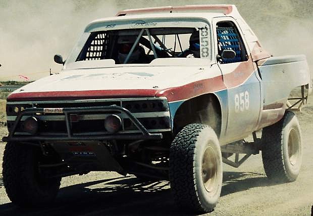 A pick-up arrives at the pit-stop during the Vegas-to-Reno race through rural Nevada several years ago.