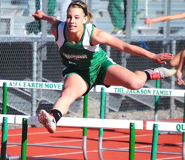 Fallon senior Elena Murray won the 100-meter hurdle race during Saturday&#039;s league meet at the Edward Arciniega Complex.