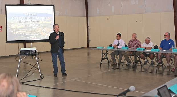 Mayor Bob Crowell addreses the participants at the Transportation Adisory Forum for Carson City (TRAFCC) Thursday at the Fuji Park expo center.
