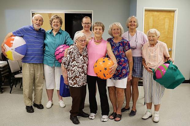 Jerry Vance&#039;s Senior and Better Breather class on Wednesday at the Carson Senior Center. From left: Pierre Hathaway, Florence Phillips, Maisie Elliot, Jeanette Seeman, Jerry Vance, Bev Allen, Jen Dunn and Peggy O&#039;Hearn.