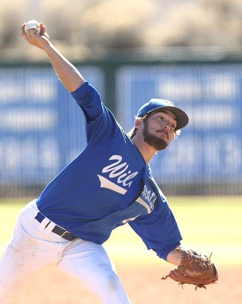 Cody Kerns delivers a pitch to a Sierra College batter on Tuesday.