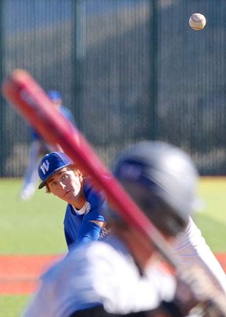 Wildcat pitcher Matt Young fires one from the mound during a game against College of Southern Idaho last season at WNC.