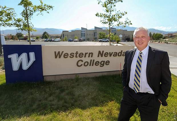 Western Nevada College President Chet Burton poses on the Carson campus.