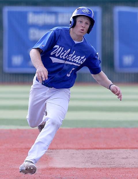 WNC infielder Justin Mannens rounds 2nd after blasting a triple Saturday against MHCC at John L. Harvey Field.