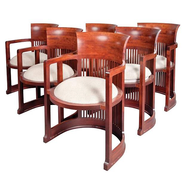 This undated photo provided by Doyle New York shows chairs designed by Frank Lloyd Wright, which belonged to former Mayor Ed Koch and sold at auction last week.  The former mayor&#039;s  letters and books are going on the auction block. Doyle New York has estimated most of them will sell for between $200 and $500 on Monday, Nov. 25, 2013. (AP Photo/Doyle New York)