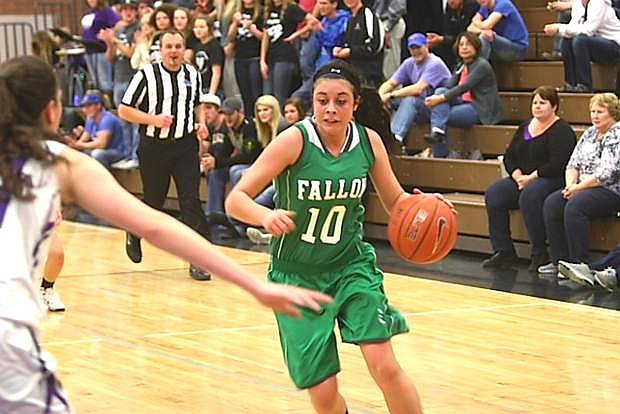 Fallon guard Ali Tedford drives to the basket during Friday&#039;s game at Spring Creek.