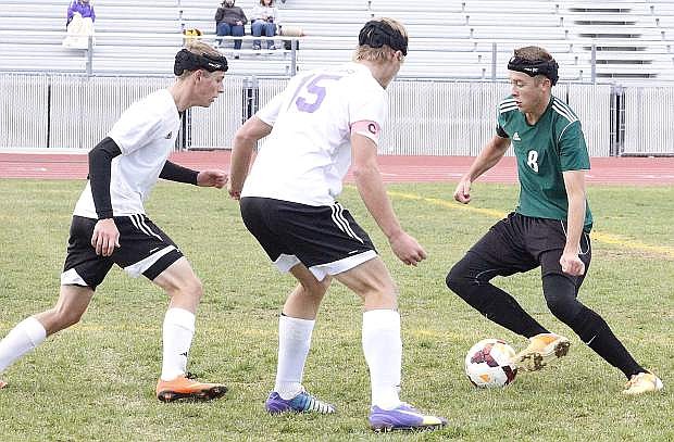 Fallon midfielder Corbin Waite, right, earned his second straight Division I-A first team all-state honor this week.