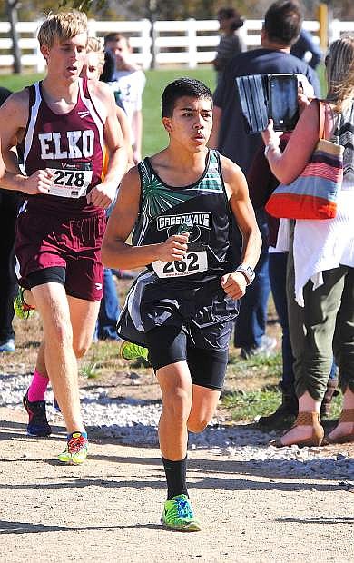 Fallon sophomore Ethan Smith runs toward the front of the pack during Friday&#039;s Northern Division I-A regional cross country meet in Reno.