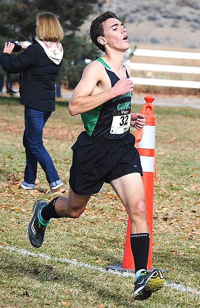 Fallon senior Erik Endacott hits the home stretch during Saturday&#039;s Northern Division I-A cross country regional meet in Reno. The Greenwave compete in Saturday&#039;s DI-A state meet in Reno.