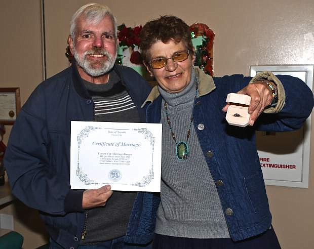 Gardnerville residents Welcome Fraley and Cheryl Miller, who have been together for 25 years, decide to wed on the sequential date of 12/13/14 that won&#039;t happen for a long time to say the least at the Carson City Courthouse Saturday.