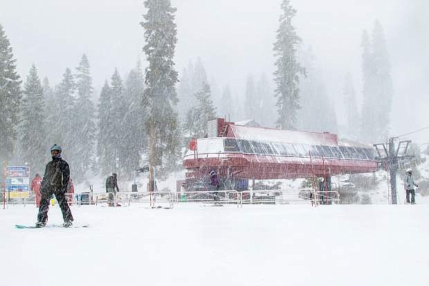 A Wednesday, Nov. 24, storm drops a fresh coat of snow on Northstar California Resort. More snow is expected for the Tahoe Basin this week.