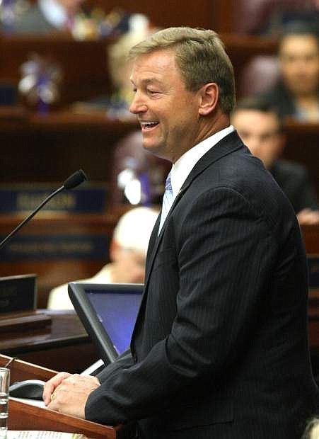 Sen. Dean Heller speaks at the Nevada Legislature in the Assembly Chambers earlier in 2015.