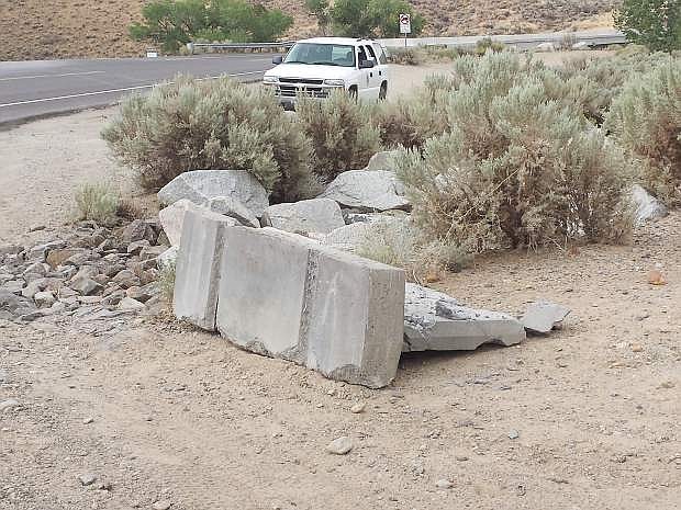 Vandalism shown at the Carson River Canyon Open Space area.