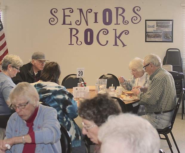 Churchill County seniors eat lunch at the center on Thursday.