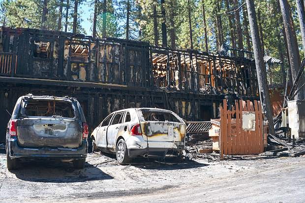 A fire caused an estimated $2.5 million in damage to the Deerfield Lodge in South Lake Tahoe late Wednesday night. The fire destroyed at least six hotel rooms and five vehicles and displaced 35 guests. Two people were injured when they jumped off a balcony to escape.
