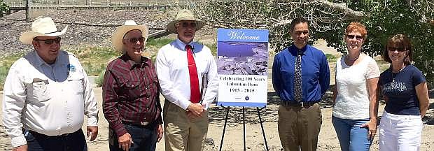 From left, TCIS&#039;s Walt Winder, Ernie Schank and Rusty Jardine; Bureau of Reclamation&#039;s David Murillo and Terri Edwars; and Assemblywoman Robin Titus.