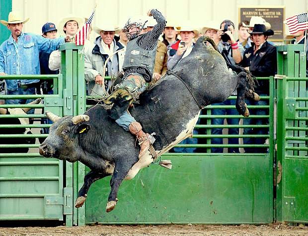 Bull riders compete in the Smackdown at Fuji Park in Carson City, Nev., on Friday, June 5, 2015. Bull riding will return July 31 during the Nevada Fair.