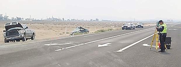 A two-vehicle collision in Silver Springs Sunday morning  killed one man and injured another, reports the Nevada Highway Patrol.