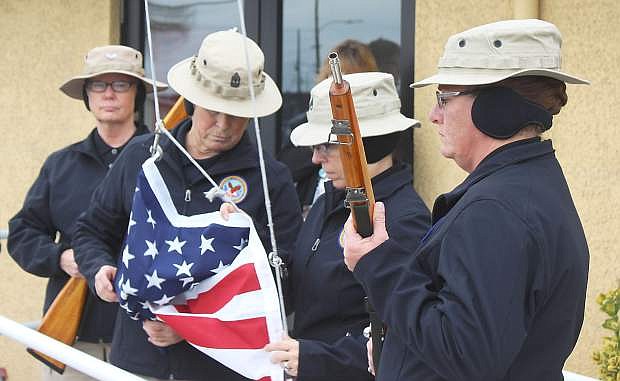 Members of the Womens Veterans Color Guard of Reno raised the flag at the 2014 ceremony.