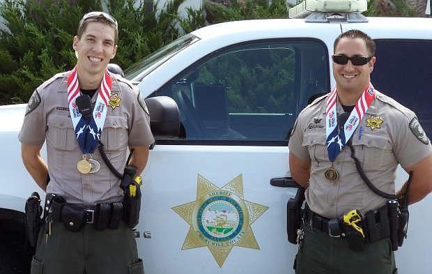 Participating in the 2015 World Police and Fire Games were Churchill County Deputies Trevin Goodrick, left, and Dustin Beauford.