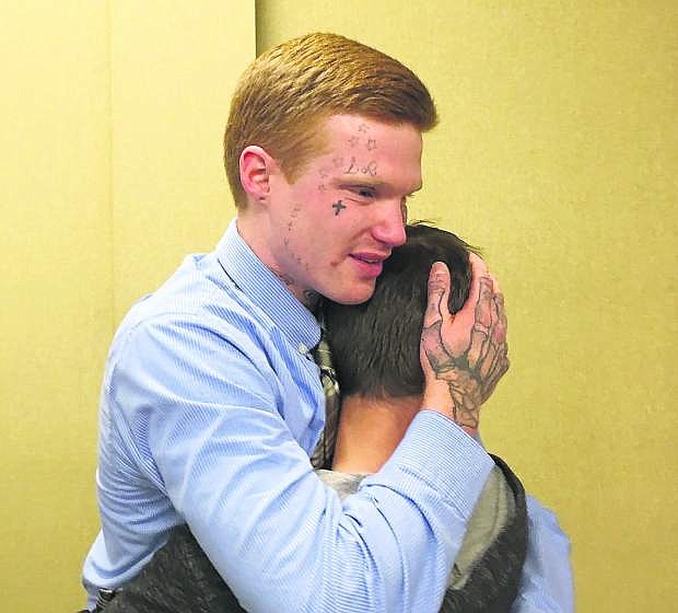 Trent Getty hugs a wellwisher after he was found not guilty in the death of his infant daughter, Ava.