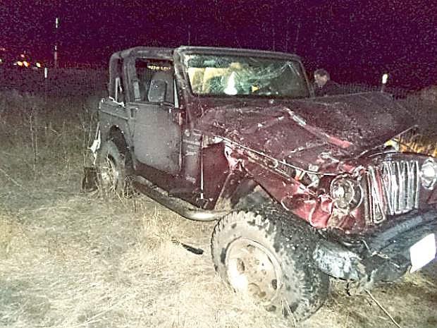 A 2001 Jeep involved in a fatal crash at Glenbrook this morning.