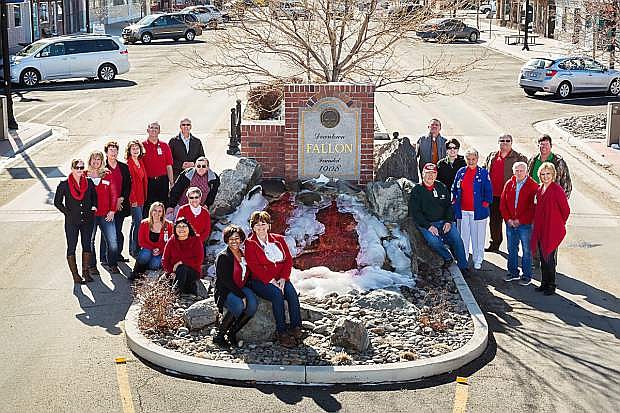Banner Churchill Community Hospital spital staff, auxiliary and city of Fallon employees gathered  at the downtown fountain dying it red for the GO RED campaign.