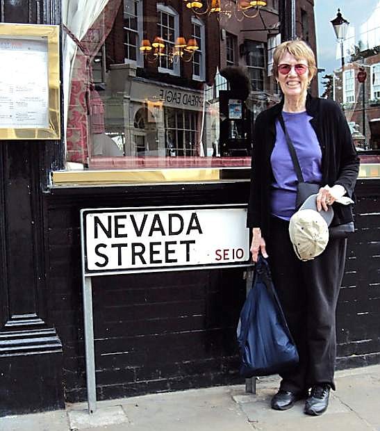 Former LVN co-publisher Ludie Henley is pictured on Nevada Street in Greenwich, England.