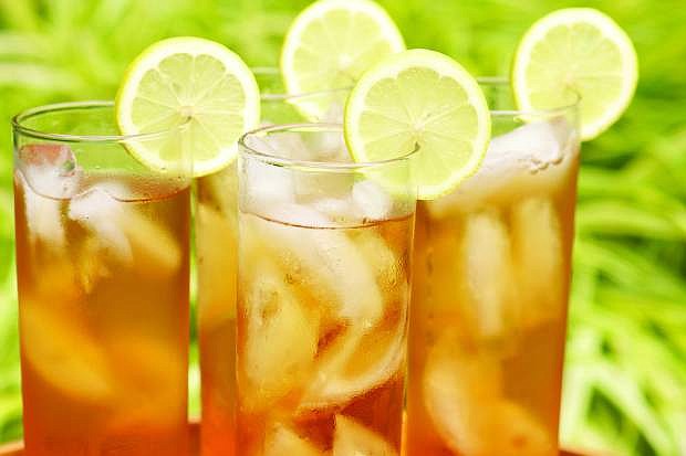 Tray of Refreshing Iced Tea Served Outdoors