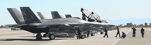 F-35C Lightning II fighter jets have been training at Naval Air Station for the past week.